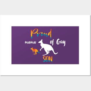 Proud mama Of Gay Son Design Gift - LGBT Rainbow Pride - Cute LGBT Pride Design, Kangaroo LGBT Gift Idea, Gay Pride Present, Bisexual, Transgender, Gay, Lesbian, LGBT, Pride, Mom Posters and Art